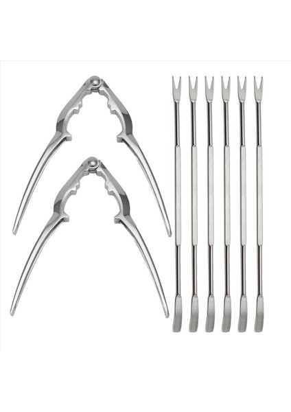 8 Adet Deniz Ürünleri Alet Kiti Paslanmaz Çelik Yengeç Bacak Krakeri ve Çatal Somun Kraker Seti Kabuklu Deniz Ürünleri Sheller (Yurt Dışından)