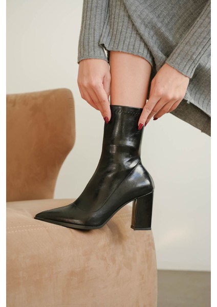 Kadın Enjoy Kalın Topuklu Streç Bot - Siyah-Rugan fırsatları