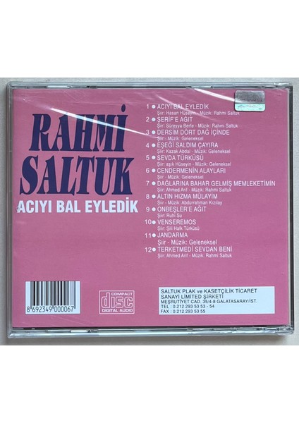 Rahmi Saltuk Acıyı Bal Eyledik CD (Jelatinli Sıfır Orijinal Dönem Baskı Cd) fiyatları