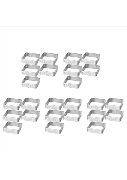 Delikli Tart Halka Paslanmaz Çelik Tartlet Kalıplar Kare Şekil Kalıp Daire Fransız Pasta Pişirme Aracı 25 Paket (Yurt Dışından)