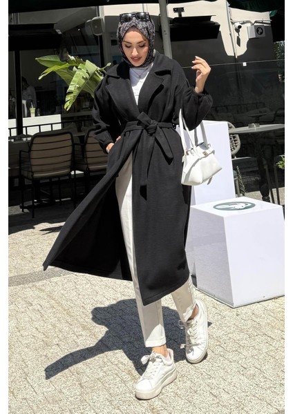 Kadın Balon Kol Astarsız Tesettür Kaban-Siyah indirimleri