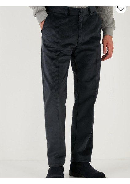 Erkek Normal Bel Regular Fit Düz Paça Likralı Içi Şardonlu Üst Kalite Kadife Pantolon