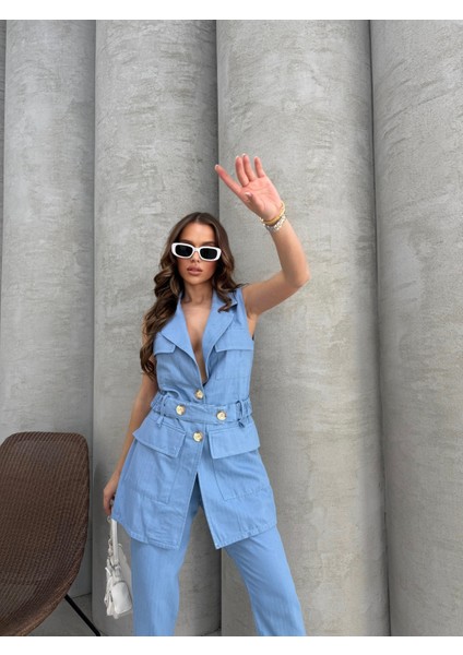 Camelia Yelek Takım Pink Blue modelleri