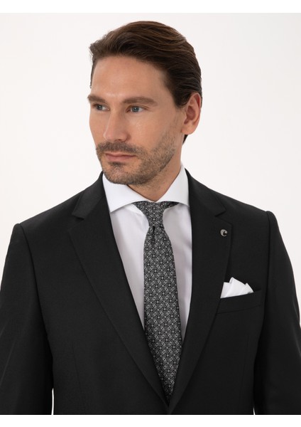 Erkek Siyah Slim Fit Yün Karışımlı Mikro Desenli Klasik Ceket 50310061-VR046 fiyatları
