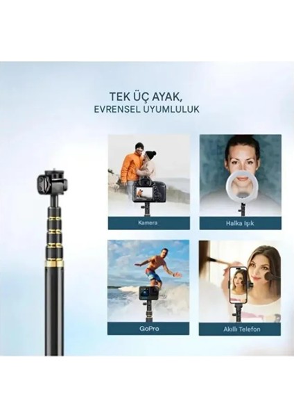 Taşıma Çantalı Uzaktan Kumandalı 215 cm Tripod Telefon, Kamera ve Işık Uyumlu Selfie Çubuğu fiyatları