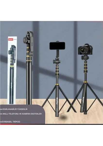 Taşıma Çantalı Uzaktan Kumandalı 215 cm Tripod Telefon, Kamera ve Işık Uyumlu Selfie Çubuğu indirimleri