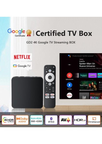 Gd2 4K Tv Box Android 12 2GB+32GB Google Netflix L1 Sertifikalı Trt Bandollü Tv Kutusu fiyatları