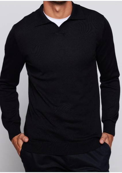 Erkek Düğmesiz Polo Yaka Üst Kalite Triko Kazak fiyatları