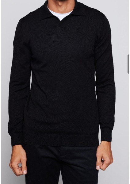 Erkek Düğmesiz Polo Yaka Üst Kalite Triko Kazak modelleri