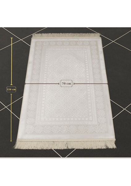 Kişiye Özel Nakış Işlemeli Saf Ipek Kadife Kumaştan Krem Rengi Hediyelik Seccade fırsatları