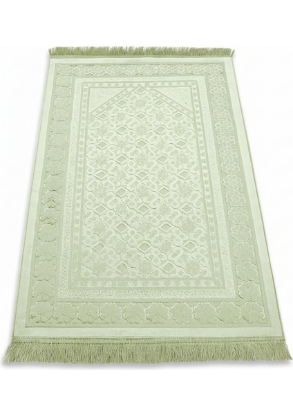 Kişiye Özel Nakış Işlemeli Saf Ipek Kadife Kumaştan Yeşil Renk Hediyelik Seccade