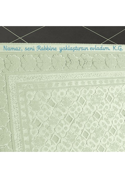 Kişiye Özel Nakış Işlemeli Saf Ipek Kadife Kumaştan Yeşil Renk Hediyelik Seccade modelleri