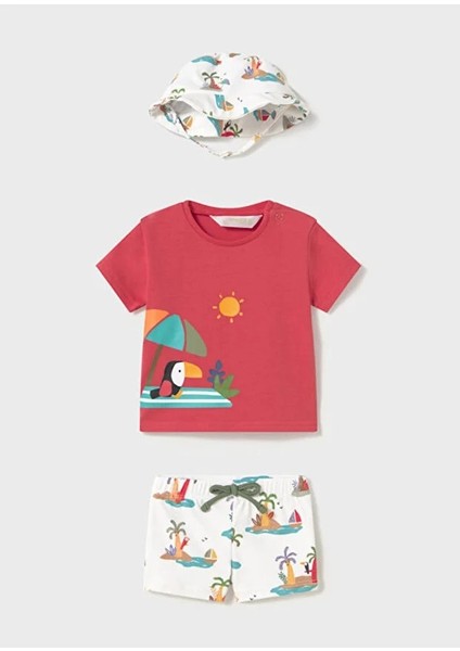 Yenidoğan Erkek 3 Parçalı Güneş Korumalı Mayo Seti 1618