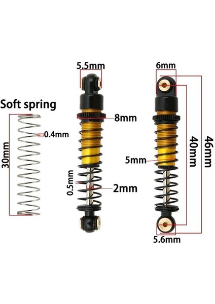4pcs 40MM Metal Şok Emici Damper Eksenel SCX24 C10 Jlu Gladiator Bronco 1/24 Rc Paletli Araba Yükseltme Parçaları 2 (Yurt Dışından) fiyatları