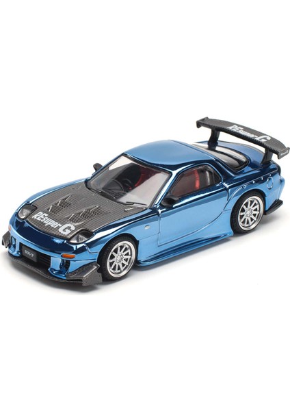 1:64 Mazda Rx-7 Re Amemiya Widebody Blue Chrome – Diecast Metal Model Araba fırsatları