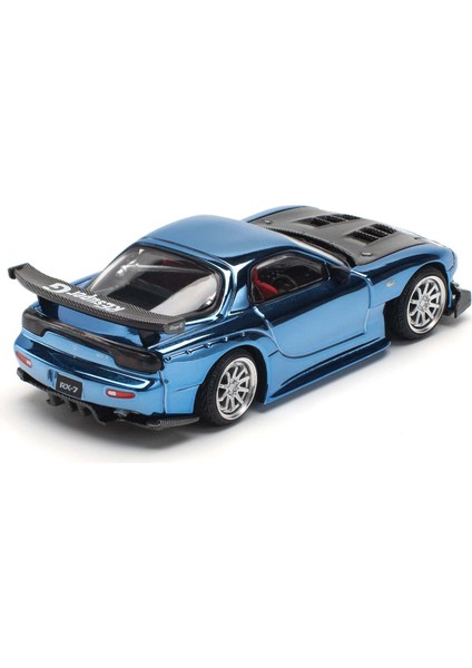 1:64 Mazda Rx-7 Re Amemiya Widebody Blue Chrome – Diecast Metal Model Araba indirimleri