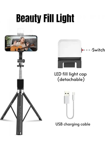 Neepho P170S Uzatılabilir Elde Taşınabilir Sabitleyici Standı Selfie Çubuğu Fotoğraf ve Video Çekmeyi Zahmetsiz Hale Getiren Kablosuz Bir Selfie