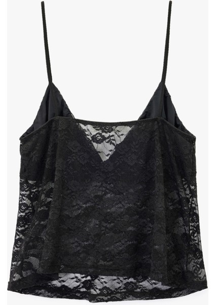 Derin V Yaka Ince Askılı Dantelli Pijama Üstü fiyatları