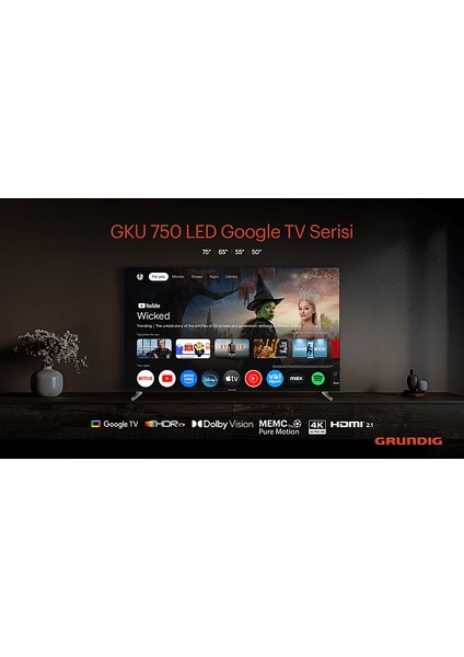 75 GKU 750A 75'' 189 Uydu Alıcılı 4K Ultra HD Google Smart LED TV