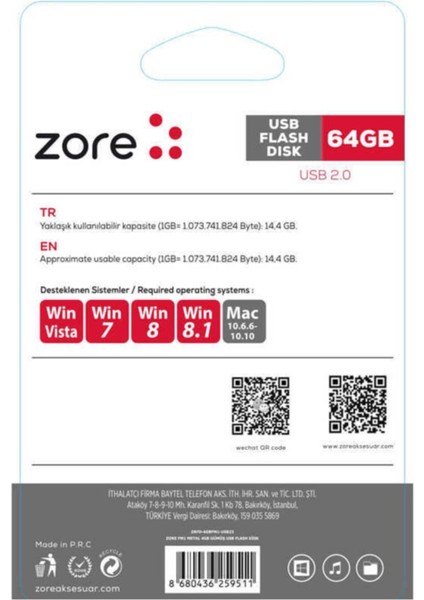 Metal USB Flash Bellek 64GB – USB 2.0 Hızlı ve Güvenli Veri Depolama fiyatları