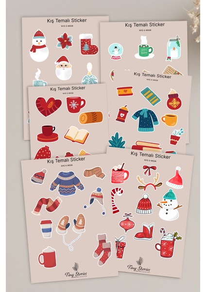 Kış Temalı Sticker Seti - 6 Adet / Ajanda, Defter,bullet Journal,scrapbook