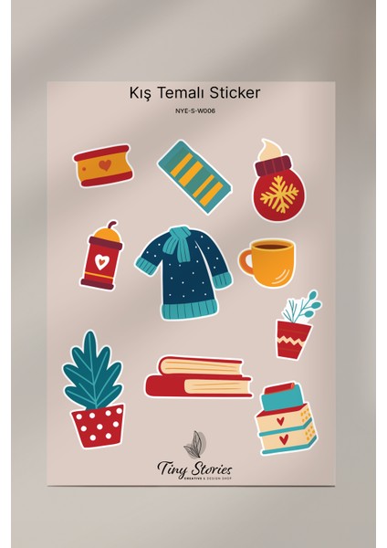 Kış Temalı Sticker Seti - 6 Adet / Ajanda, Defter,bullet Journal,scrapbook fiyatları