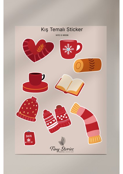 Kış Temalı Sticker Seti - 6 Adet / Ajanda, Defter,bullet Journal,scrapbook indirimleri