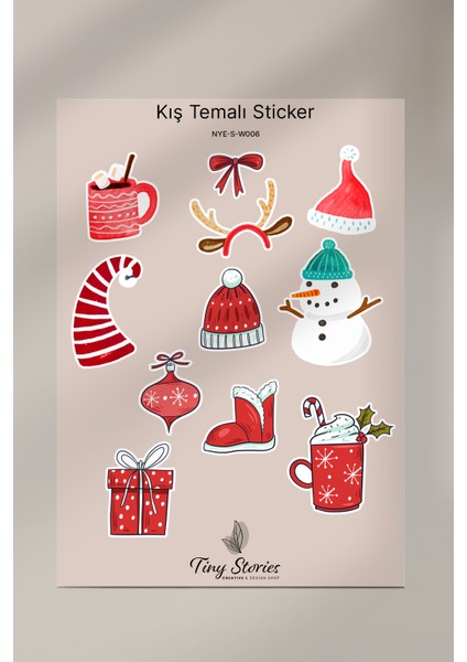 Kış Temalı Sticker Seti - 6 Adet / Ajanda, Defter,bullet Journal,scrapbook