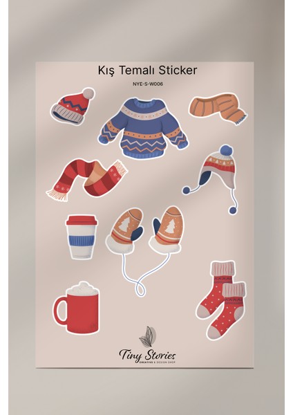 Kış Temalı Sticker Seti - 6 Adet / Ajanda, Defter,bullet Journal,scrapbook