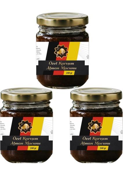 3 x 240 gr Alman Macunu Keçiboynuzu Pekmezli Ballı Ginsengli Polenli Macun Güç ve Kuvvet
