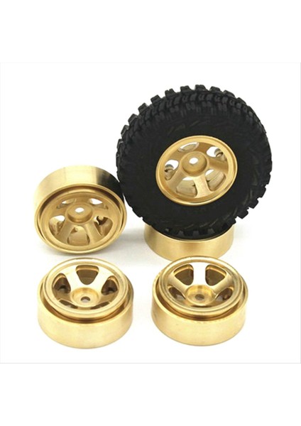4pcs Pirinç 1 0 Beadlock Wheel Jant Tekerlek Göbek Montaj Eksenel SCX24 1/24 Rc Paletli Araba Yükseltmeleri Parçaları Sarı (Yurt Dışından) fırsatları