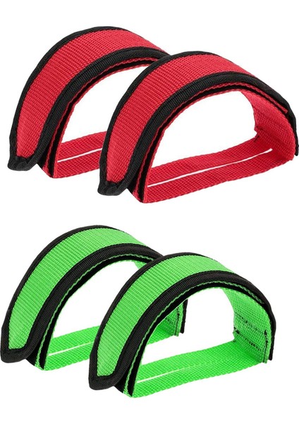 2 Çift Pedal Kayışı Ayak Pedal Kayışları Çocuk Pedal Kayışları Bisiklet Pedal Kayışları Bisiklet Ayak Kayışları (Yeşil ve Kırmızı) (Yurt Dışından)