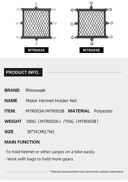 Rhinowalk Motosiklet Kask Tutucu Net 8 Metal Kanca Motosiklet Bagaj Net Tutucu Mesh Depolama Bagaj Torbaları Aksesuarlar (Yurt Dışından) fırsatları