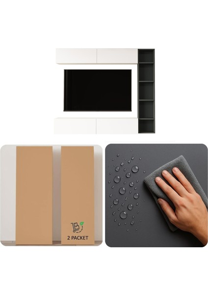 Nasser Tv Ünitesi Kitaplık Duvara Monte Beyaz-Antrasit Nas1-Wan