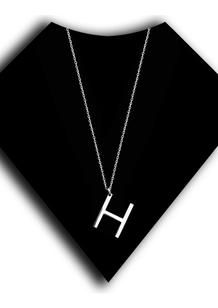 925 Ayar Gümüş H Harf Unisex Kolye
