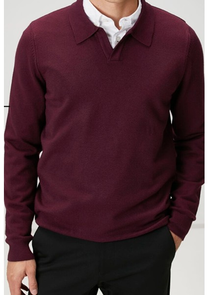 Erkek Düğmesiz Polo Yaka Üst Kalite Triko Kazak fiyatları