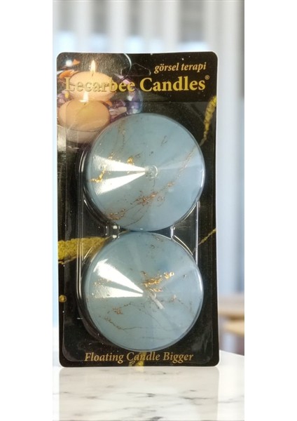 2'li Mermer Desen Büyük Yüzen Mum fiyatları