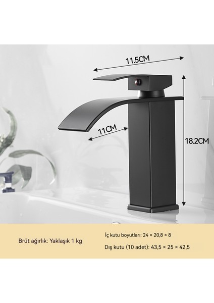 Yeni Havza Şelale Musluğu Sıcak ve Soğuk Çift Kullanımlı Siyah Paslanmaz Çelik Geniş Ağızlı Musluk Balkon Basit Masa Musluğu (Yurt Dışından) fiyatları