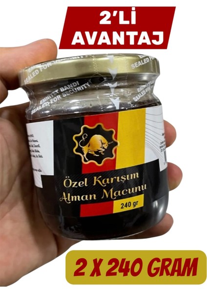 2 x 240 gr Alman Macunu Keçiboynuzu Pekmezli Ballı Ginsengli Polenli Macun Güç ve Kuvvet modelleri