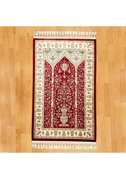 Mihraplı Ağaç Hayatı Desenli Ipek Seccade