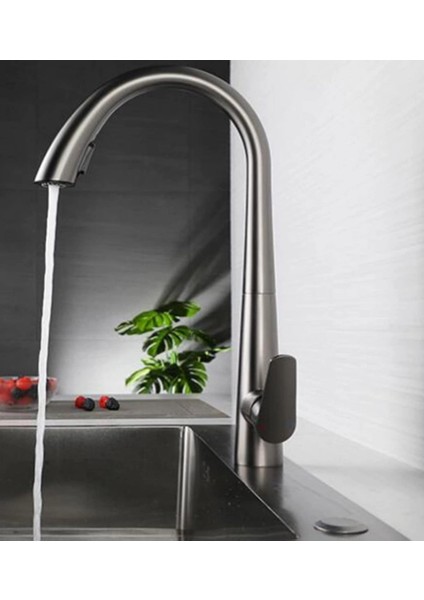 Gizli Spiralli Mutfak Evye Bataryası Antrasit