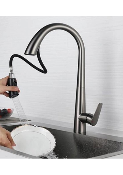 Gizli Spiralli Mutfak Evye Bataryası Antrasit fiyatları