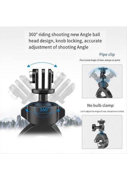 Telesin Bisiklet Motosiklet Klipsi 360 ° Süper Kelepçe 1/4in Delik Braketi Gopro/action 4/INSTA360 Eylem Kamera Aksesuarları (Yurt Dışından) modelleri