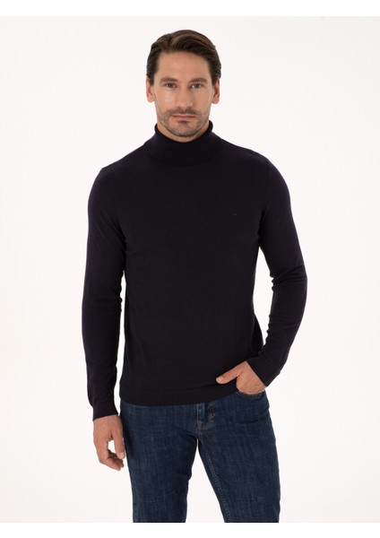 Erkek Lacivert Slim Fit Basic Kazak 50318678-VR033