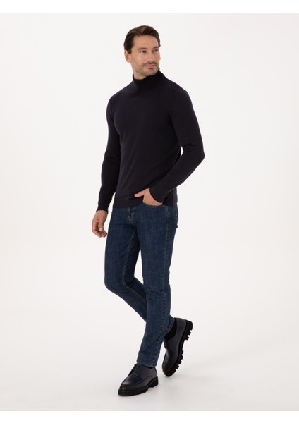 Erkek Lacivert Slim Fit Basic Kazak 50318678-VR033 fırsatları