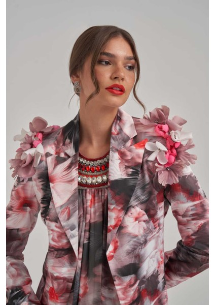 Özel Taş ve Çiçek El Işlemeli Desenli Elbise Ceket Takım indirimleri