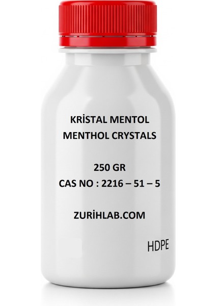 Lab Kristal Mentol - 250 Gr. - Erime Sıcaklığı : 42.9 °C - Zurih Lab