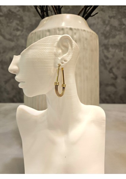 Şık Altın Tonlu Paslanmaz Çelik Halka KÜPELER-18K Altın Kaplama fiyatları