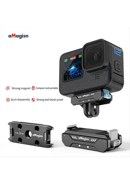 Amagısn Manyetik Hızlı Serbest Bırakma Braketi GOPRO12/11/10/9/9/8 Eylem Kamerası Hızlı Bırakma Adaptörü Için Uygundur (Yurt Dışından) indirimleri