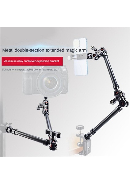 Evrensel El Stand Tüm Metal Çift Bölüm Genişletilmiş Kol Monitörü Çok Fonksiyonlu Tembel Adam Stand Kamera Aksesuarları (Yurt Dışından) fırsatları